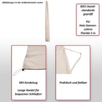 Schutzhülle für Holz-Sonnenschirm 3m Abdeckhülle mit Kordelzug creme