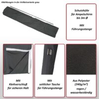 Schutzhülle für Sonnenschirme bis 3m Schutzhaube Klettverschluss grau