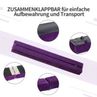 Schwebebalken faltbar rutschfest mit Wildleder aus Holz violett
