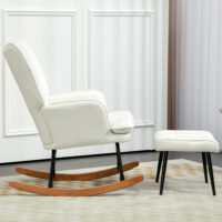Ergonomischer Schwingsessel mit Hocker, ideal für Wohnzimmer und Schlafzimmer, gemütliches Design.