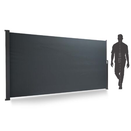 Wetterfeste Seitenmarkise 160x300 cm als Sichtschutz und Windschutz für Balkon oder Terrasse.
