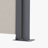 Hellgraue Seitenmarkise 300x100cm mit UV-Schutz und Windschutz.