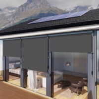 Senkrechtmarkise Windschutz für Terrasse und Balkon, 2,5x1,6m, Textil Grau