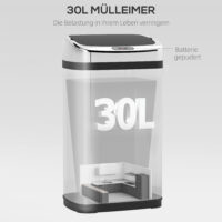 Sensor Mülleimer automatisch für Küche und Büro 30L Edelstahl