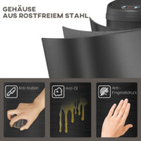 Sensor Mülleimer berührungslos für Küche 30L Edelstahl
