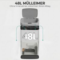 Sensor-Mülleimer automatisch für Küche Büro 48L Edelstahl