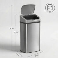 Sensor-Mülleimer automatisch für Küche Büro 48L Edelstahl