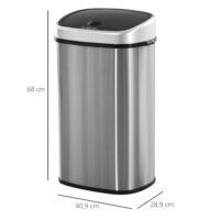 Sensor Mülleimer Automatik für Küche 58L Edelstahl silber