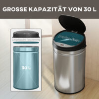 Sensor Mülleimer berührungslos Küche 30L Edelstahl