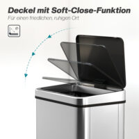 Sensor Mülleimer automatisch mit Soft-Close 40L Edelstahl