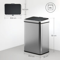 Sensor Mülleimer automatisch mit Soft-Close 40L Edelstahl