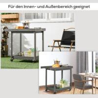 Servierwagen Barbecue Trolley mit Handtuchhalter Grau