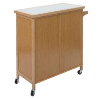 Servierwagen Küchenwagen Barwagen Schublade Arbeitsplatte 85x84x36cm Bambus braun