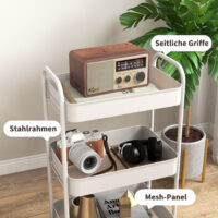 Servierwagen Küchenwagen Rollwagen mit 3 Etagen Weiss