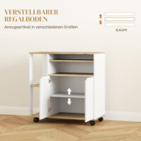 Servierwagen Küchenwagen mit Stauraum und Schrank für Küche und Wohnzimmer weiss