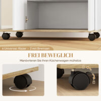 Servierwagen Küchenwagen mit Stauraum und Schrank für Küche und Wohnzimmer weiss