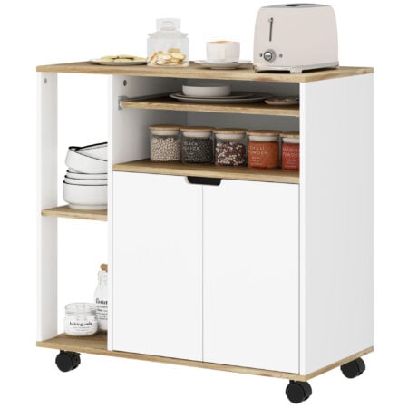 Servierwagen Küchenwagen mit Stauraum und Schrank für Küche und Wohnzimmer weiss