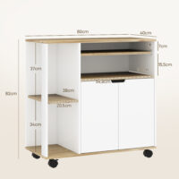 Servierwagen Küchenwagen mit Stauraum und Schrank für Küche und Wohnzimmer weiss