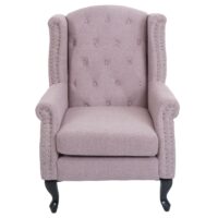 Sessel Chesterfield Relaxsessel Ohrensessel wasserabweisend hellrosa mit Ottomane