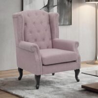 Sessel Chesterfield Relaxsessel Ohrensessel wasserabweisend hellrosa ohne Ottomane