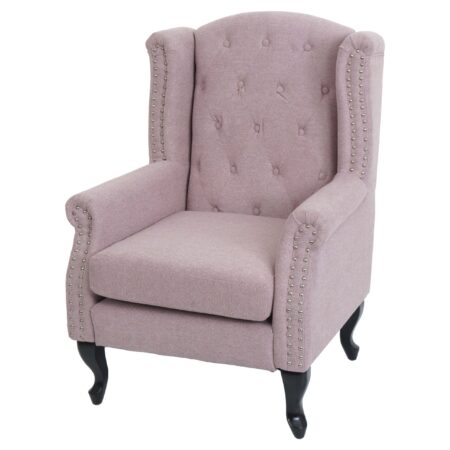 Sessel Chesterfield Relaxsessel Ohrensessel wasserabweisend hellrosa ohne Ottomane