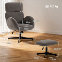Sessel drehbar mit Fusshocker und Schaukelfunktion grau