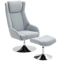 Sessel drehbar mit Hocker verstellbar für Wohnzimmer grau