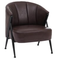 Sessel Lounge Chair Vintage Retro Industrial Metall Kunstleder dunkelbraun