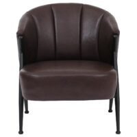 Sessel Lounge Chair Vintage Retro Industrial Metall Kunstleder dunkelbraun