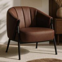 Sessel Lounge Chair Vintage Retro Industrial Metall Kunstleder rostrot