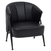 Sessel Lounge Chair Vintage Retro Industrial Metall Kunstleder schwarz