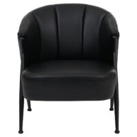 Sessel Lounge Chair Vintage Retro Industrial Metall Kunstleder schwarz