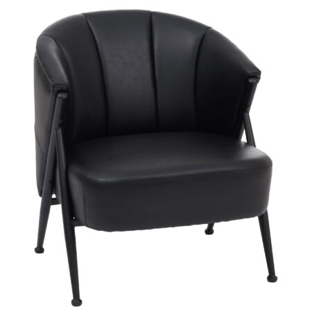 Sessel Lounge Chair Vintage Retro Industrial Metall Kunstleder schwarz