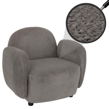 Sessel Lounge-Relax-Cocktailsessel Chenille Öko-Tex hellgrau