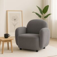 Sessel Lounge-Relax-Cocktailsessel Chenille Öko-Tex hellgrau