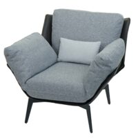 Sessel Lounge-Sessel Cocktailsessel Kunstleder Stoff Metall schwarz