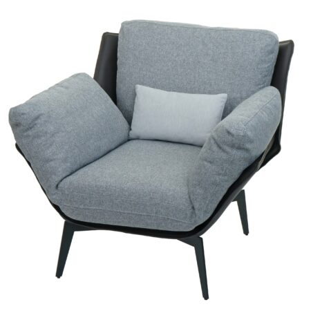 Sessel Lounge-Sessel Cocktailsessel Kunstleder Stoff Metall schwarz