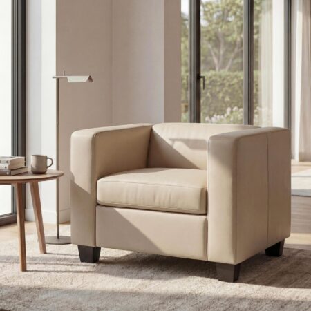 Sessel Loungesessel Kunstleder creme