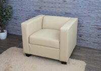 Sessel Loungesessel Kunstleder creme