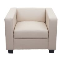Sessel Loungesessel Kunstleder creme