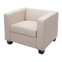 Sessel Loungesessel Kunstleder creme