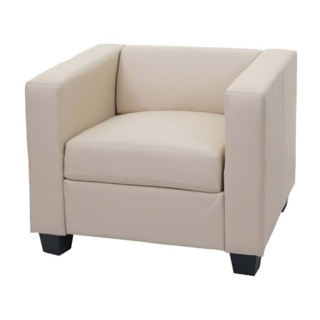Sessel Loungesessel Kunstleder creme