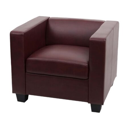 Sessel Loungesessel Kunstleder rot-braun