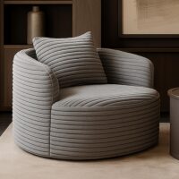 Sessel Loungesessel Relaxsessel Cocktailsessel Cord hellgrau
