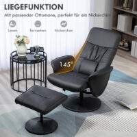 Sessel Set mit Fusshocker höhenverstellbar neigbar schwarz