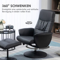Sessel Set mit Fusshocker höhenverstellbar neigbar schwarz