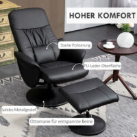 Sessel Set mit Fusshocker höhenverstellbar neigbar schwarz