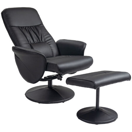 Sessel Set mit Fusshocker höhenverstellbar neigbar schwarz