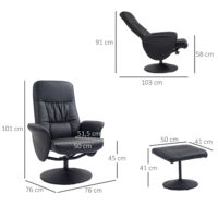 Sessel Set mit Fusshocker höhenverstellbar neigbar schwarz