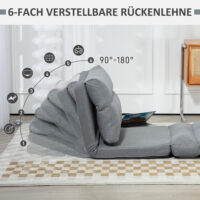 Sessel Sitzsack Gästebett klappbar mit Bettfunktion 70x41x56cm Grau - Klappbarer Sitzsack für Gäste, in Grau.